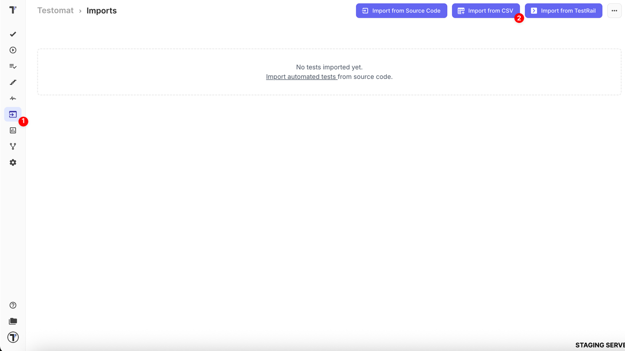 Import from CSV/XLSX button